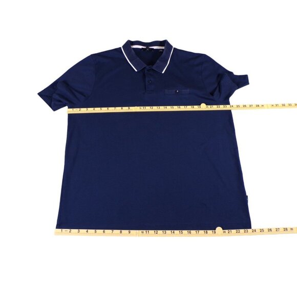TED BAKER LONDON Galton Tipped Cotton Blend Polo Navy - size 6 (2XL) #519 - Picture 8 of 9